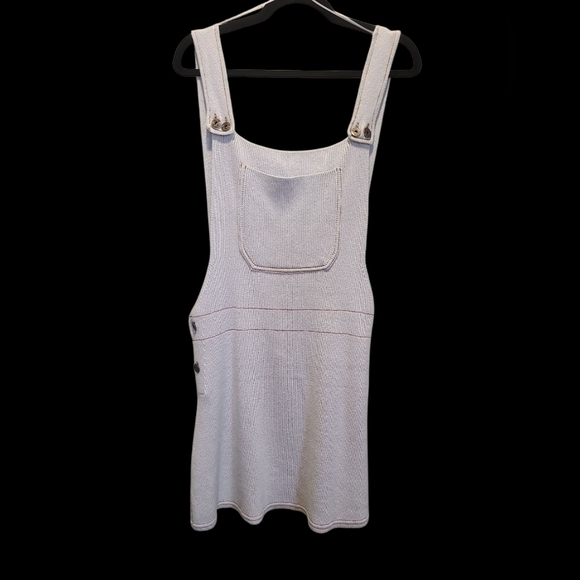 Zara White Denim Overalls with Adjustable Straps - Picture 1 of 3